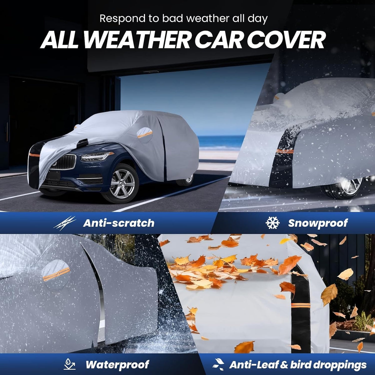 Multi-Layer Car Cover Custom Fit For Volvo XC90(2015-2026), 100% Waterproof All