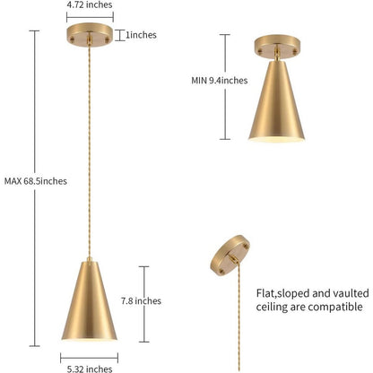 Dijiahua Brass Pendant Lights Kitchen Island,Gold Dining Room Light FixturesOver
