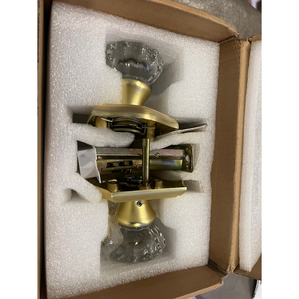 Premium Glass Door Knobs, Bathroom Bedroom Door Knobs with LocPrivacySatin Brass