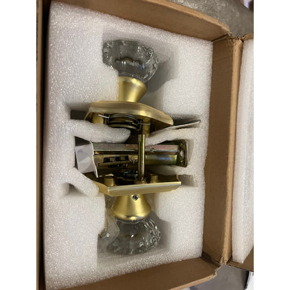 Premium Glass Door Knobs, Bathroom Bedroom Door Knobs with LocPrivacySatin Brass