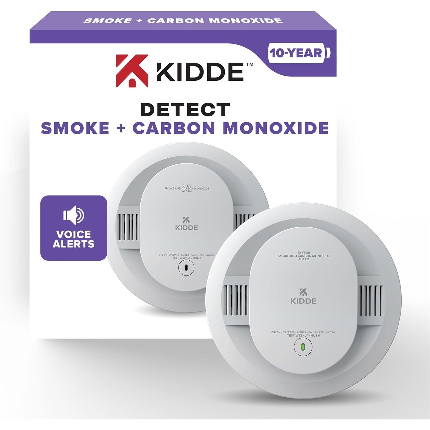 Kidde And Carbon Monoxide Detector, 10-Year Battery Powered, With Voice-1 Pack