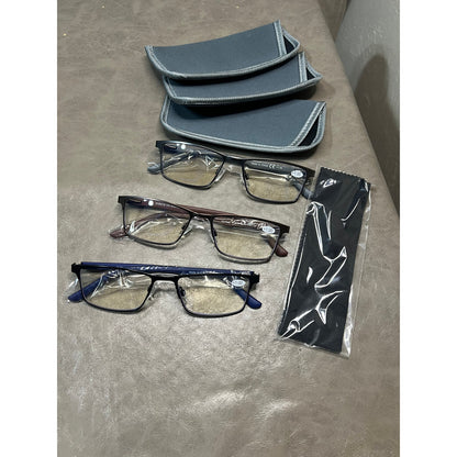 READITEASY 3 Pack Reading Glasses Men 1.0 Blue Light Blocking, Readers Men With Spring Hinge Reduce Eyestrain/UV/Dryness, Mens Reading Glasses 1.0+