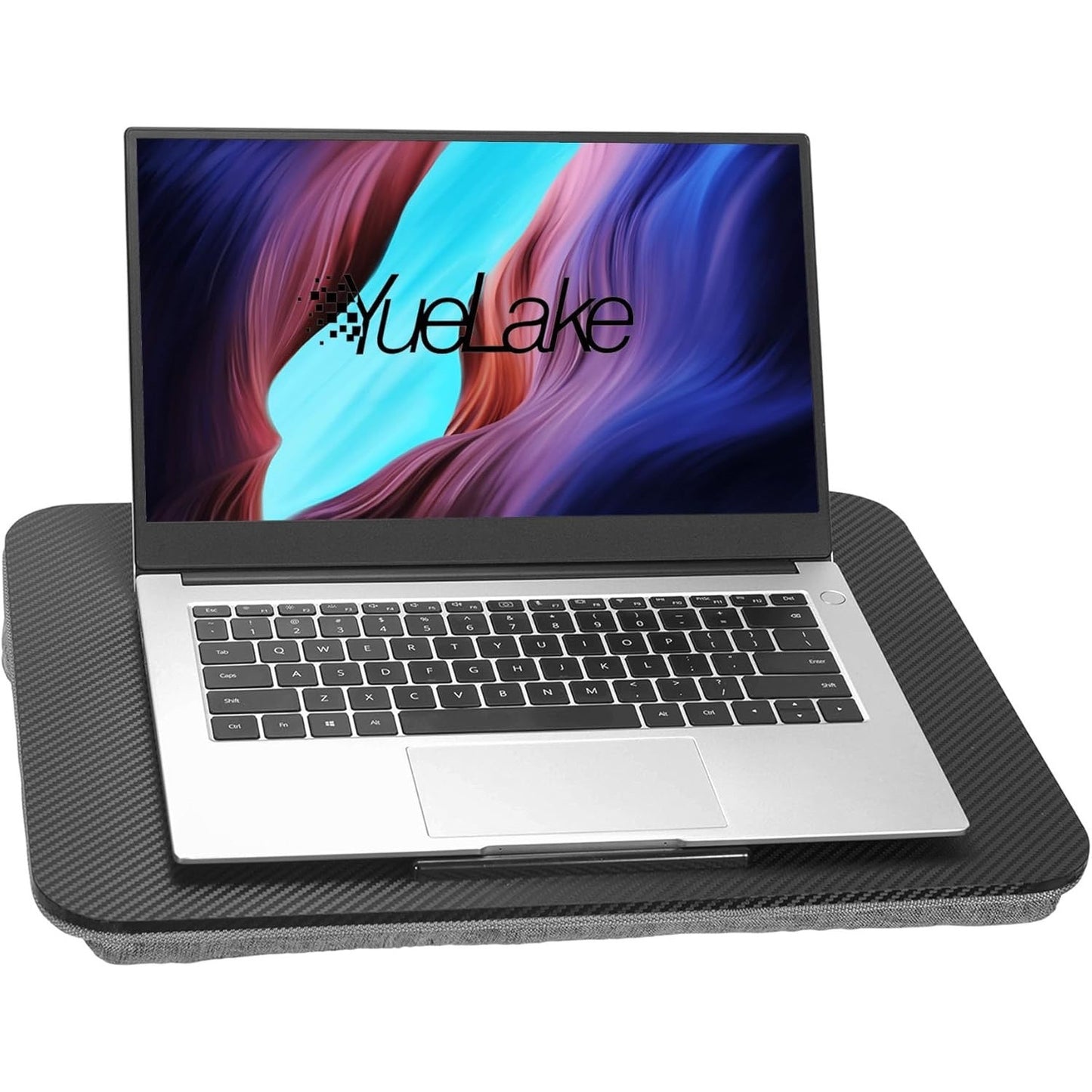 Portable Laptop Desk Fits Up To 16“ Laptops, With Tablet Slot, Built-In Cushion, Great For Home & Office,Lap Desk For Laptop,Lap Desk With Cushion (Black, Medium).