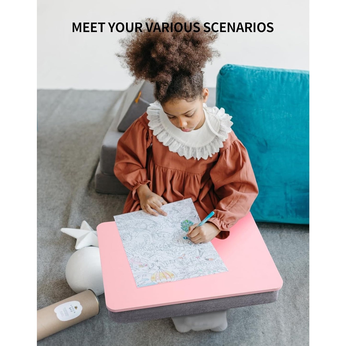 ZEAPTAC Lap Desk With Pillow Cushion, Portable Bed Desk, Fits Up To 15.6"-Pink