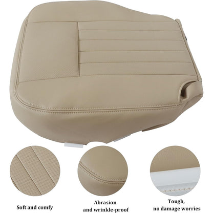 GXARTS Tan#KC Leather Driver Side Bottom Seat Cover Perforated Replacement(1pcs)