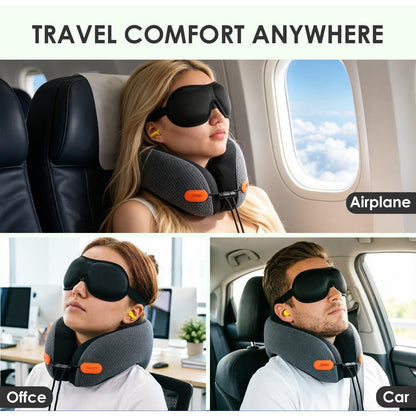 Jiaao Neck Travel Pillow Memory Foam 360° Neck Support Pillows For Airplane