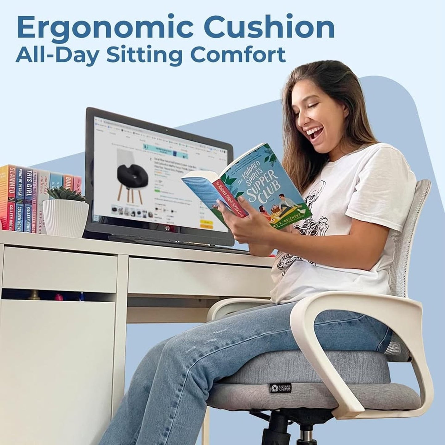 5 STARS UNITED Donut Pillow Hemorrhoid Tailbone Cushion–Large Floor Cushion,Gray