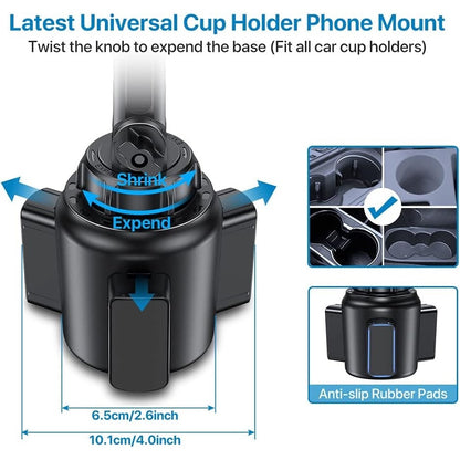 Miracase [Upgraded Version] Cup Phone Holder for Car, Universal Adjustable Long