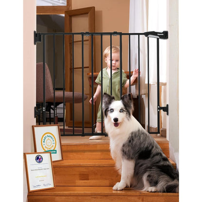 Babelio Baby Gate for Stairs, Kitchen & Doorways, No Bottom Bar| One-Handed