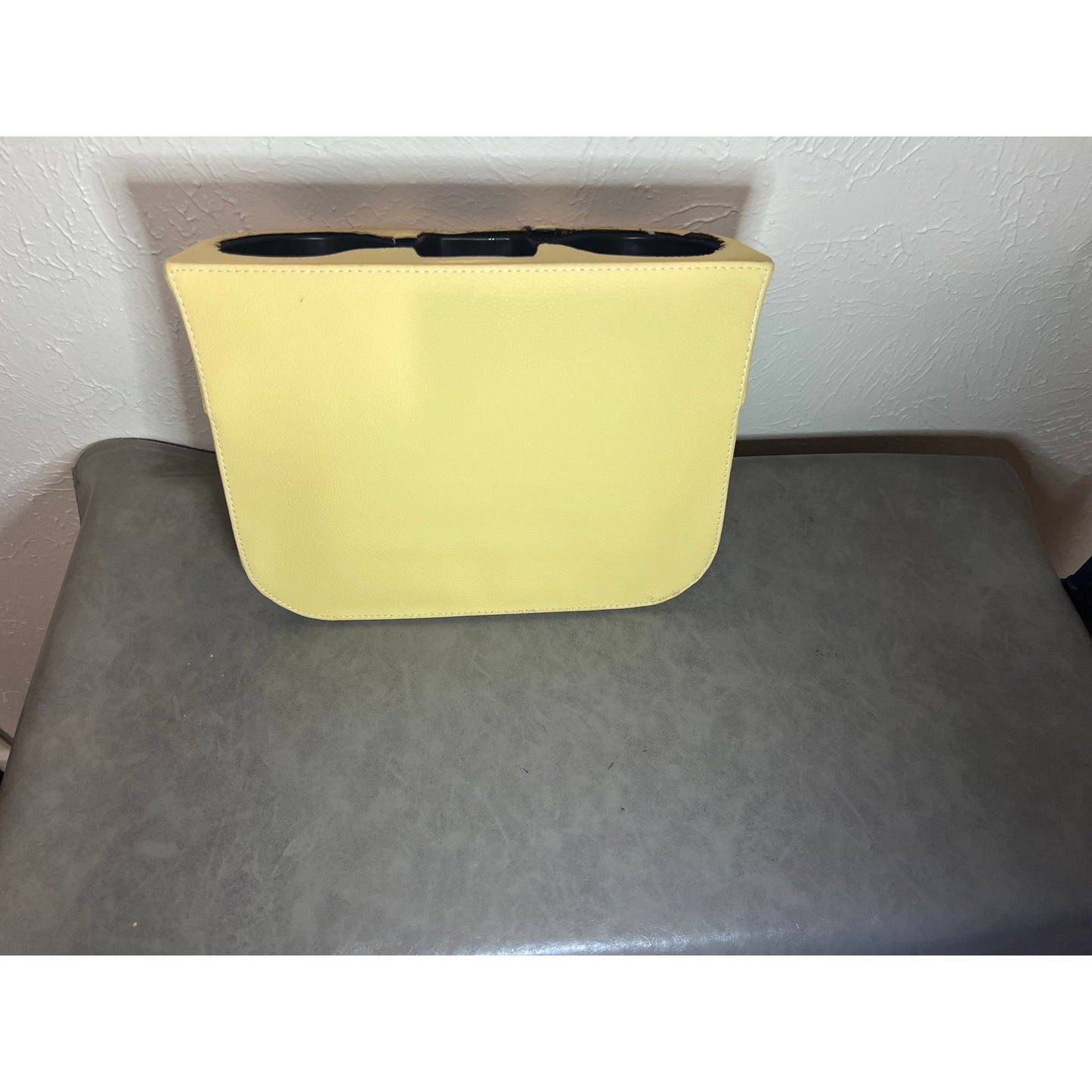 IOKONE Coin Side Pocket Console Side Pocket Leather Cover Car Cup Holder Auto Front Seat Organizer Cell Mobile Phone Holder (Beige with Yellow Undertone)