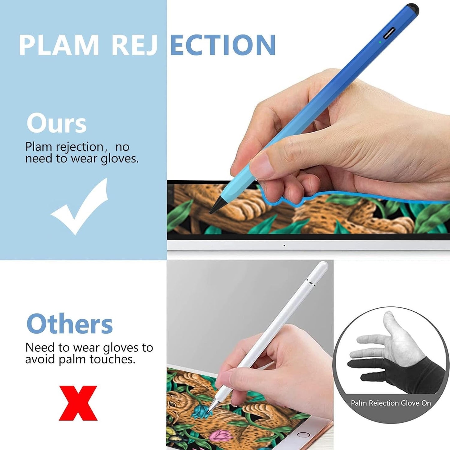 Stylus Pen For IPad 2018-2023 With Palm Rejection, Active Pencil (Gradient Blue)