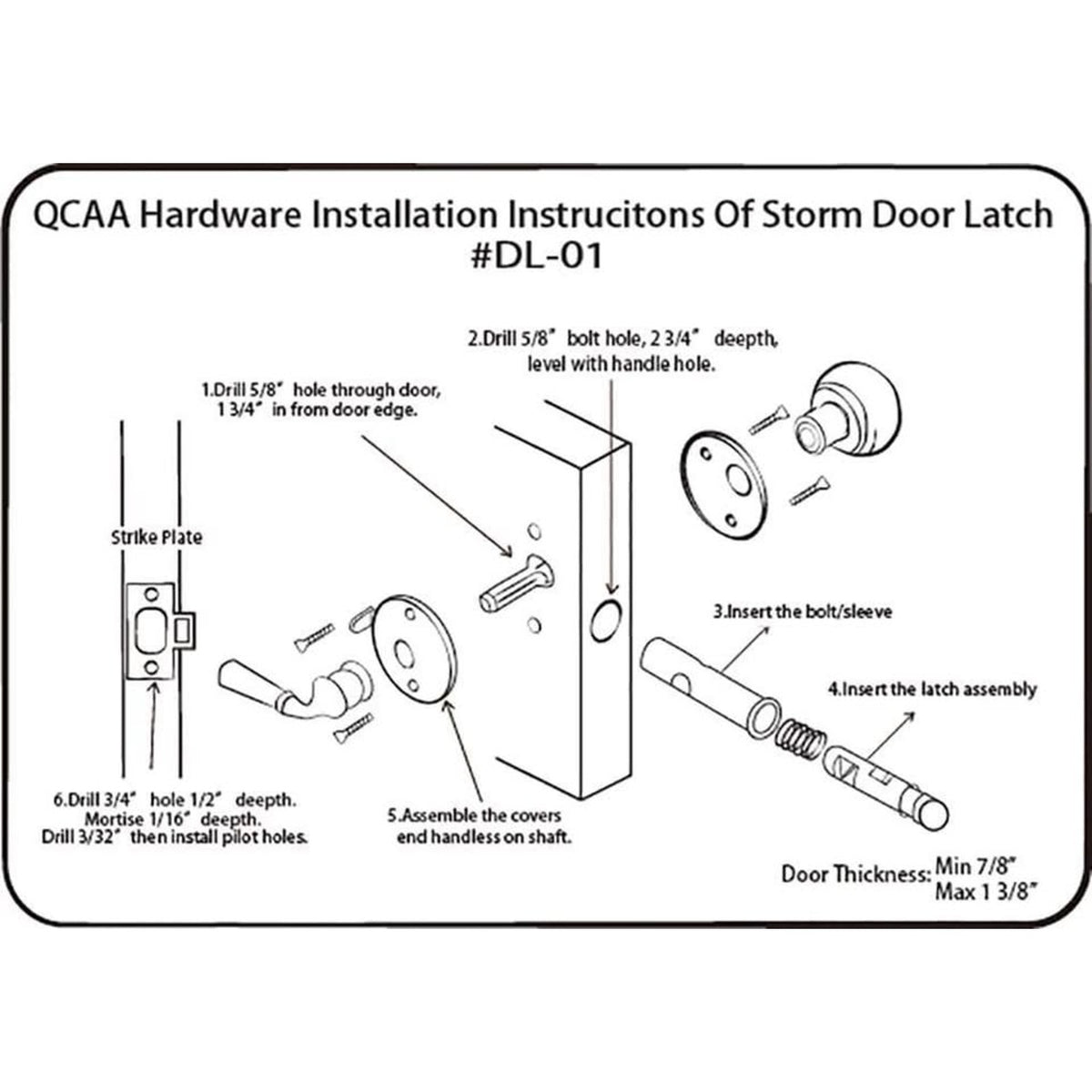 QCAA Solid Brass Storm Door Latch, Oil Rubbed Bronze US10B-1 Pack Black