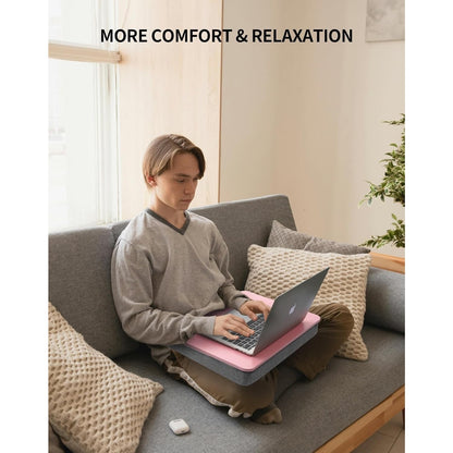 ZEAPTAC Lap Desk With Pillow Cushion, Portable Bed Desk, Fits Up To 15.6"-Pink