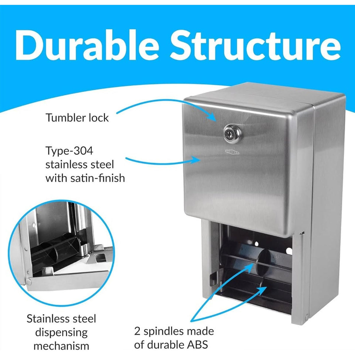 Bobrick Surface-Mounted Multi-Roll Toilet Paper Tissue Dispenser,Stainless Steel