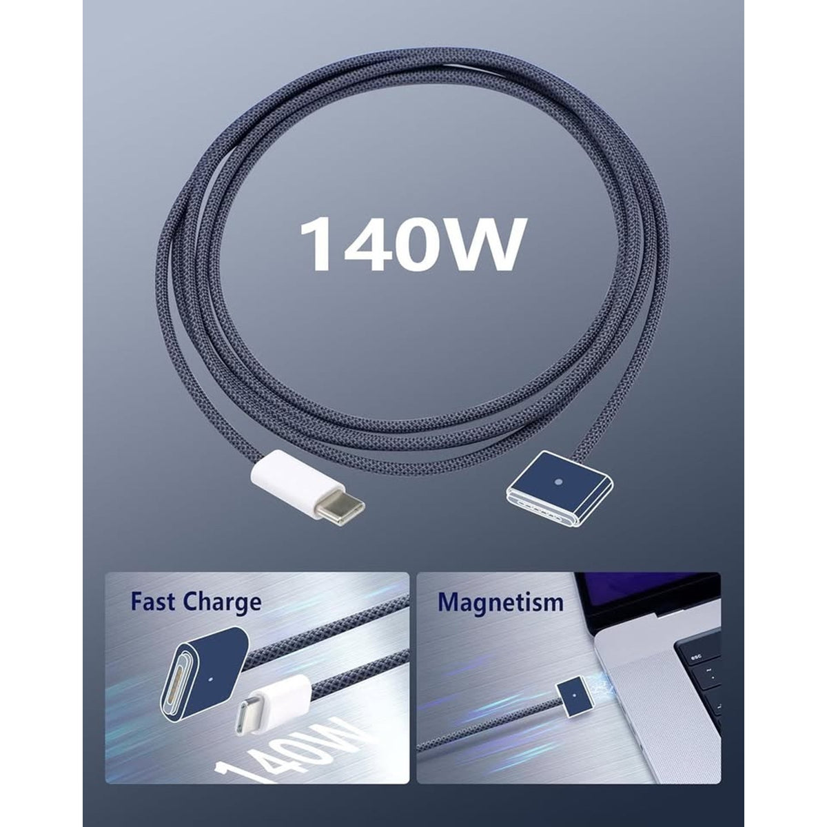 DERLULU USB-C To Magnetic 3 Fast Charging Cable (2 M/6.6 Ft), Compatible-BLUE