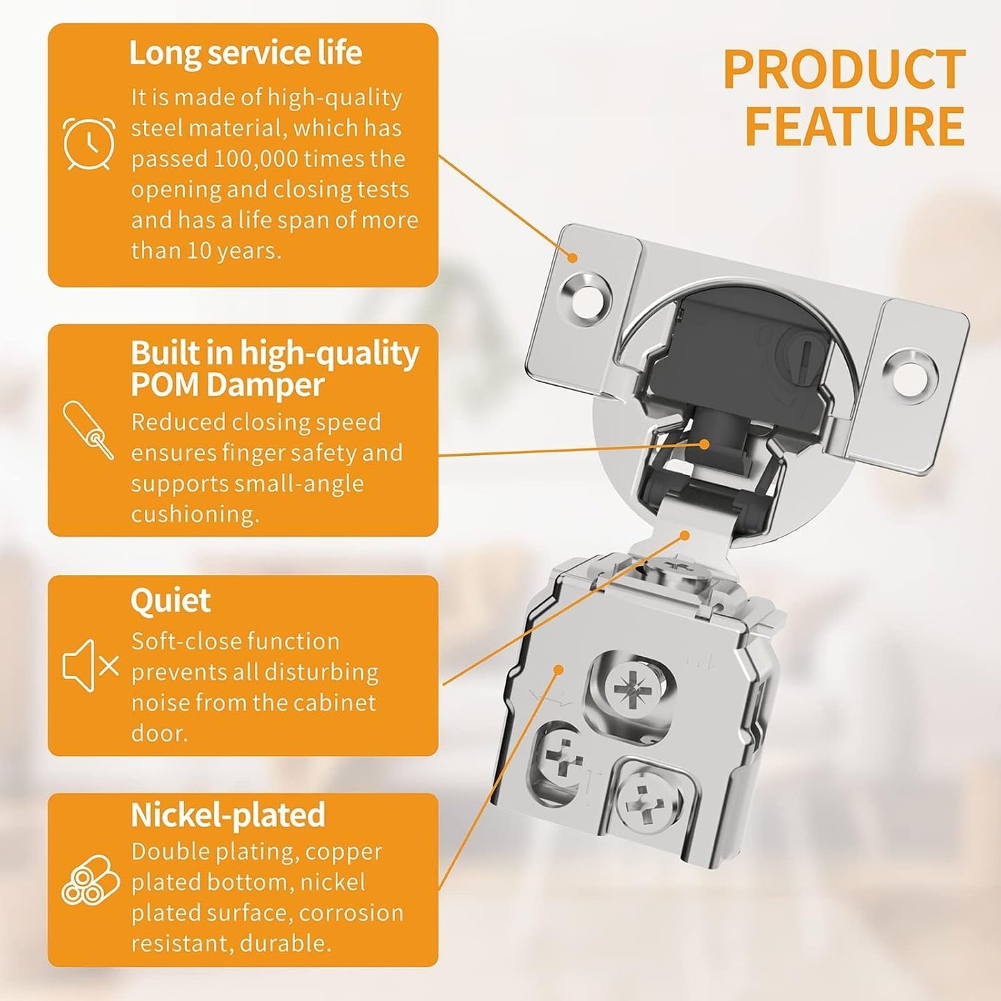 48 Pack 1" Overlay 4D Soft Close Hinges For Face Frame Kitchen Cabinet, Adjustable Closing Speed, Quiet Self-Shut Door.