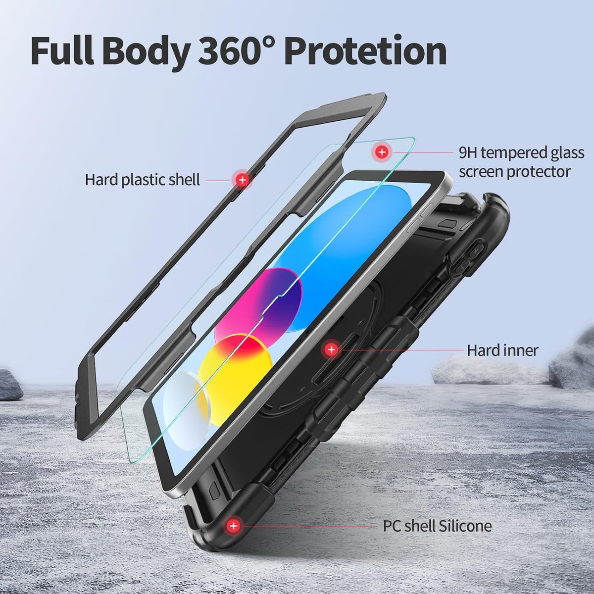 Ambison Case For IPad (A16) 11th/10th Generation 11''/10.9'' 2025/2022 (Black)