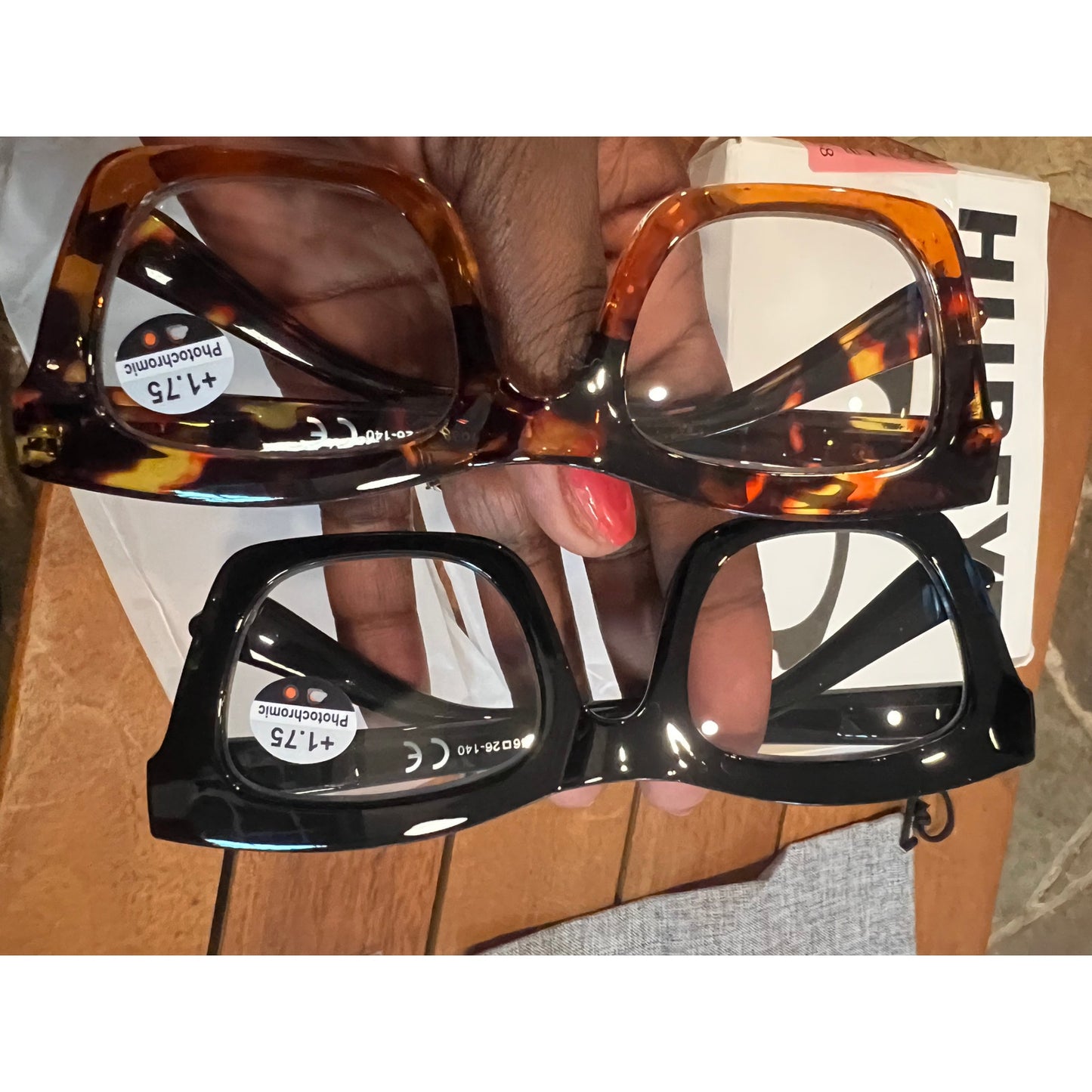Hubeye Progressive Reading Glasses For Women 2 pair(Black+Hawksbill Turtle,1.75)