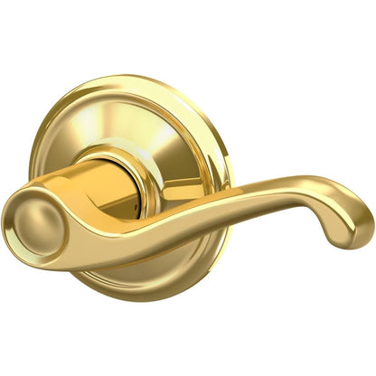 Schlage F10 V FLA 605 Flair Door Lever, Hall & Closet Passage Lock, Bright Brass