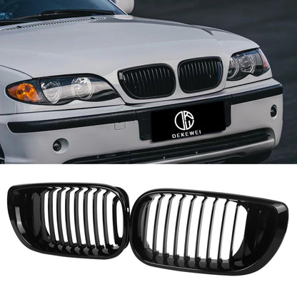 DEKEWEI E46 Grille, Front Kidney Grill Compatible With BMW 3 Series 2002-2005 E46 4-Door 320i 325i 325xi 330i 330xi Single Slat Gloss Black Grill. (1 pc GRILLE AVAILABLE -DRIVER'S SIDE ONLY)