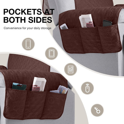 VANSOFY 100% Waterproof Recliner Chair Cover, Recliner Cover (Coffee, 25")
