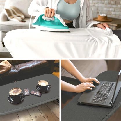 Small Ironing Board Tabletop, RAINHOL Compact Portable Iron Board Foldable With Cover And Pad, Countertop Mini Ironing Table For Travel And Space Saving, 31"X12", Black.