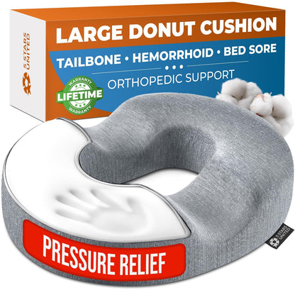 5 STARS UNITED Donut Pillow Hemorrhoid Tailbone Cushion–Large Floor Cushion,Gray