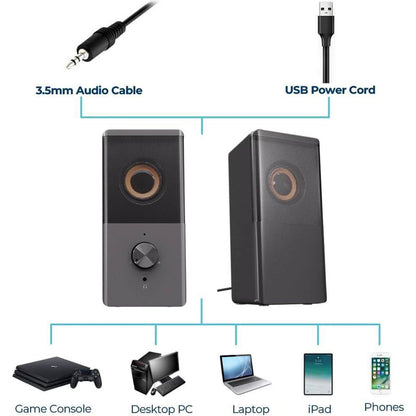 ROSON Computer Speaker, Compact Size Speaker With Headphone Jack, Enhanced