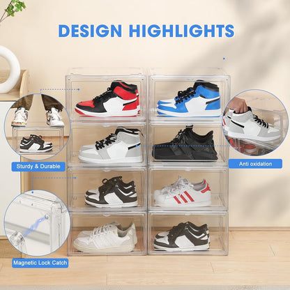 HIYOHIYO Acrylic Clear Shoe Storage Boxes Stackable For High-En-Size 14 (1-Pack)