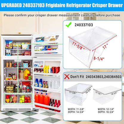 [2 PACK] Upgraded 240337103 Refrigerator Crisper Drawers Bins CompatibleFrigidai