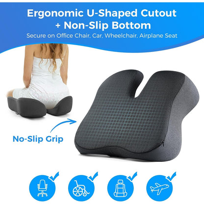 Seat Cushion For Tailbone & Sciatica Pain Relief – Certified & Ergonomist (Gray)