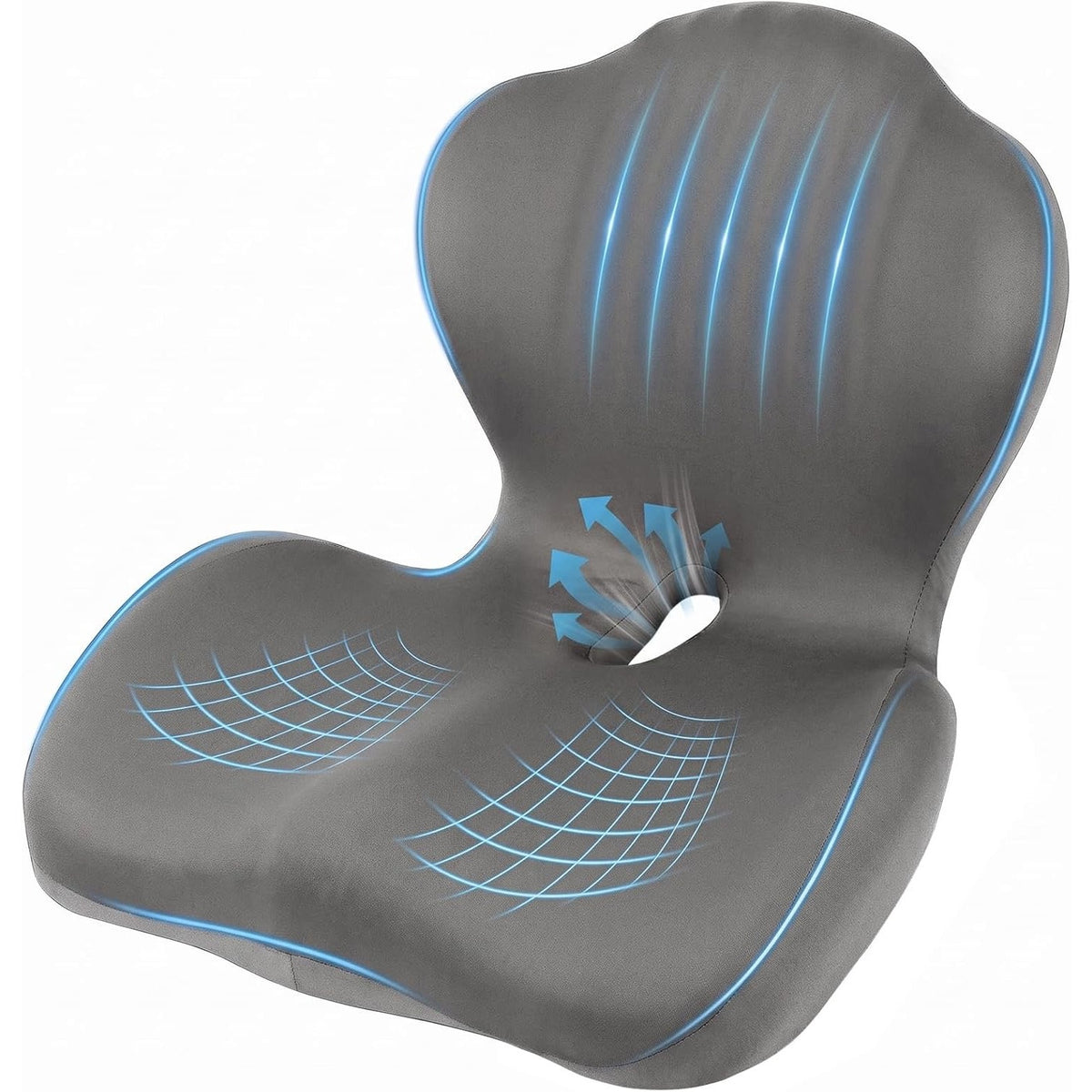 Car Seat Cushion Office Chair Cushion with Lumbar Support Pillow-GRAY