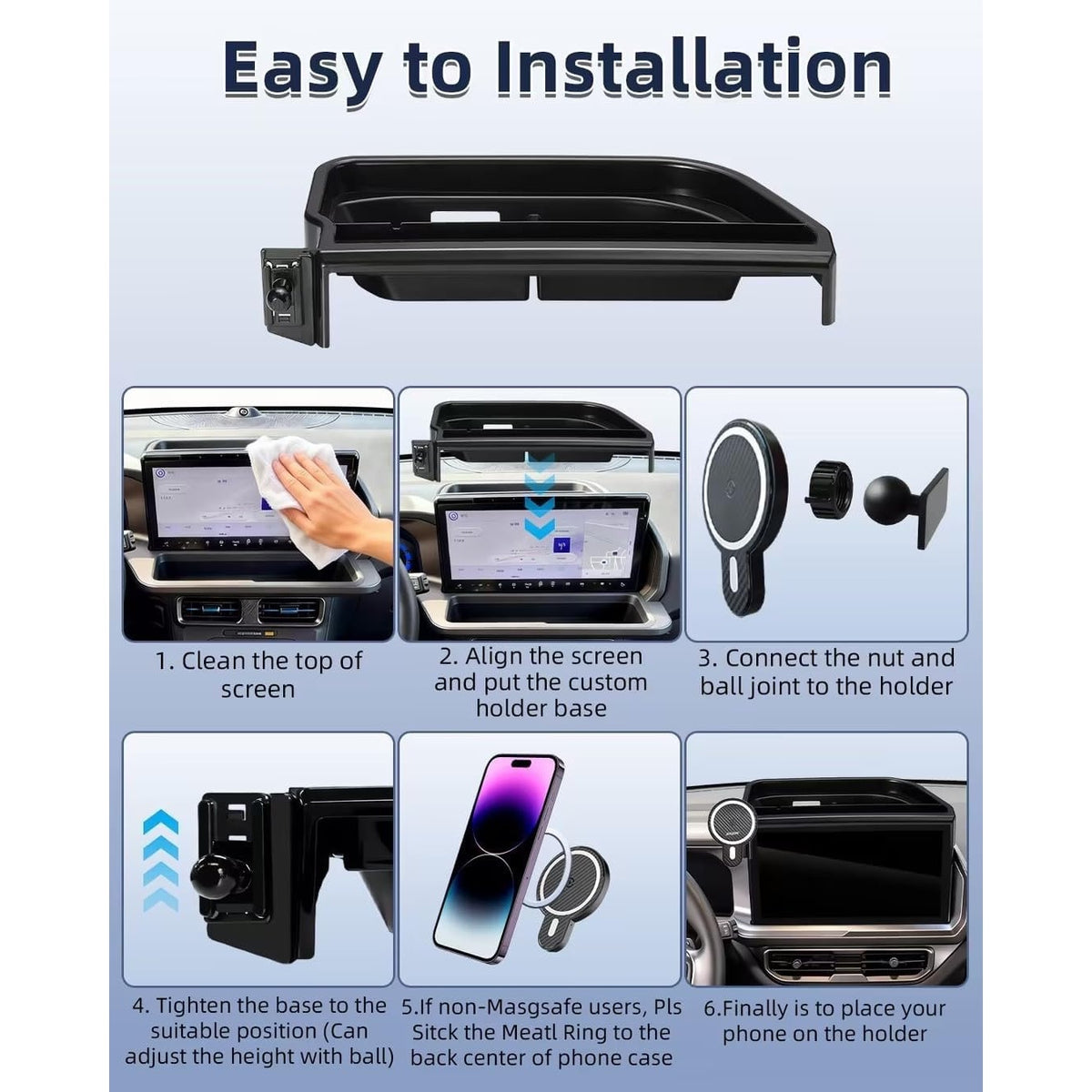 PZK Wireless Car Phone Holder For 2025 2026 Ford Bronco Sport Accessories