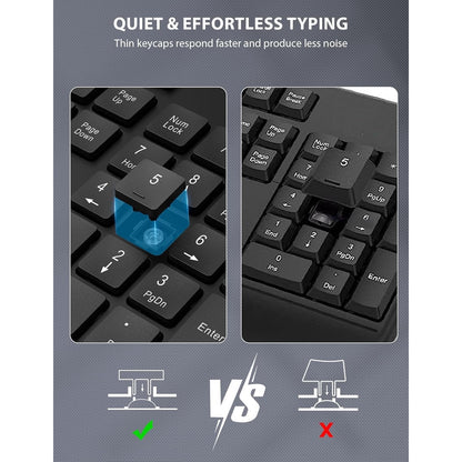 Wireless Keyboard And Mouse Combo - Full-Sized Ergonomic Keyboard With Wrist Rest, Phone Holder, Sleep Mode, Silent 2.4GHz Cordless Keyboard Mouse Combo For Computer, Laptop, PC, Mac, Windows -Trueque