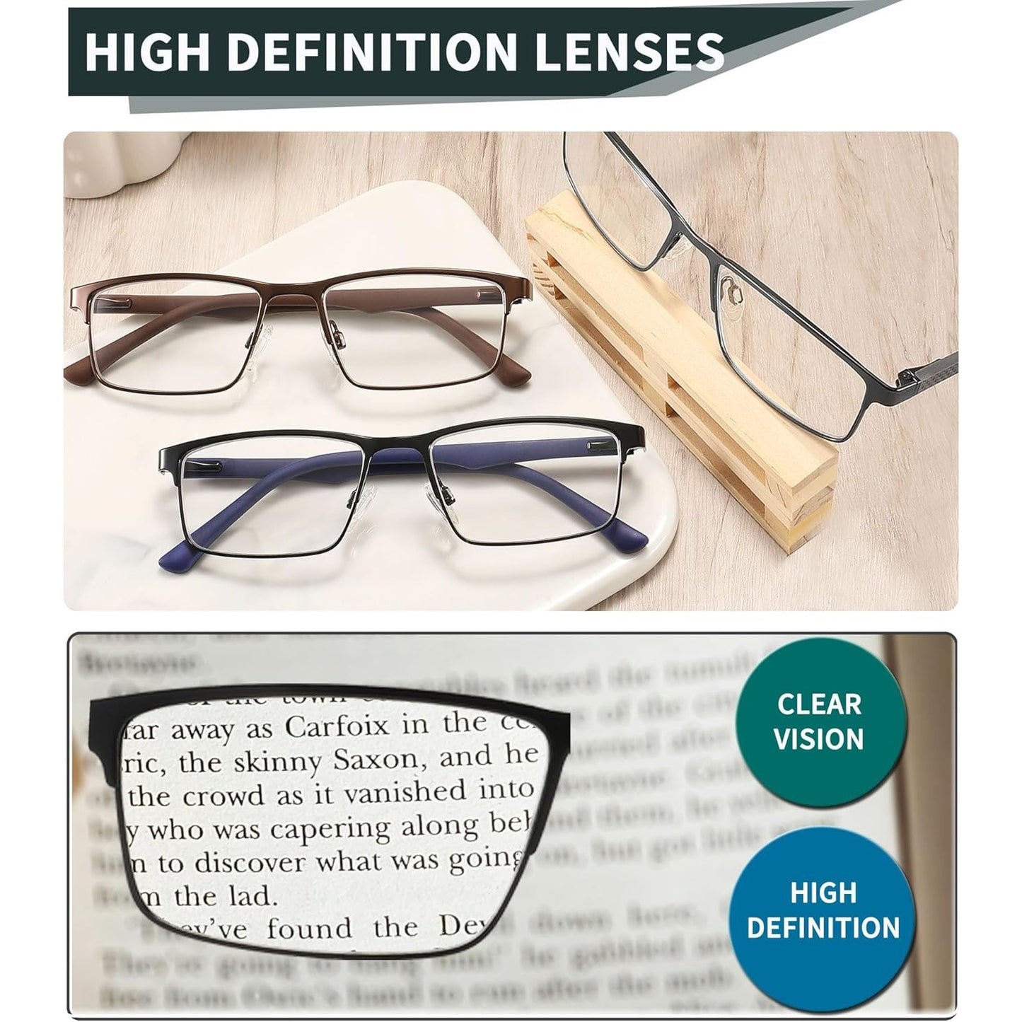 READITEASY 3 Pack Reading Glasses Men 1.0 Blue Light Blocking, Readers Men With Spring Hinge Reduce Eyestrain/UV/Dryness, Mens Reading Glasses 1.0+