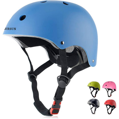 BURSUN Bike Helmet Ventilation & Adjustable Helmet For Ages 8-14 Boys Girls Multi-Sport Helmet For Bicycle Skate Scooter, Blue.