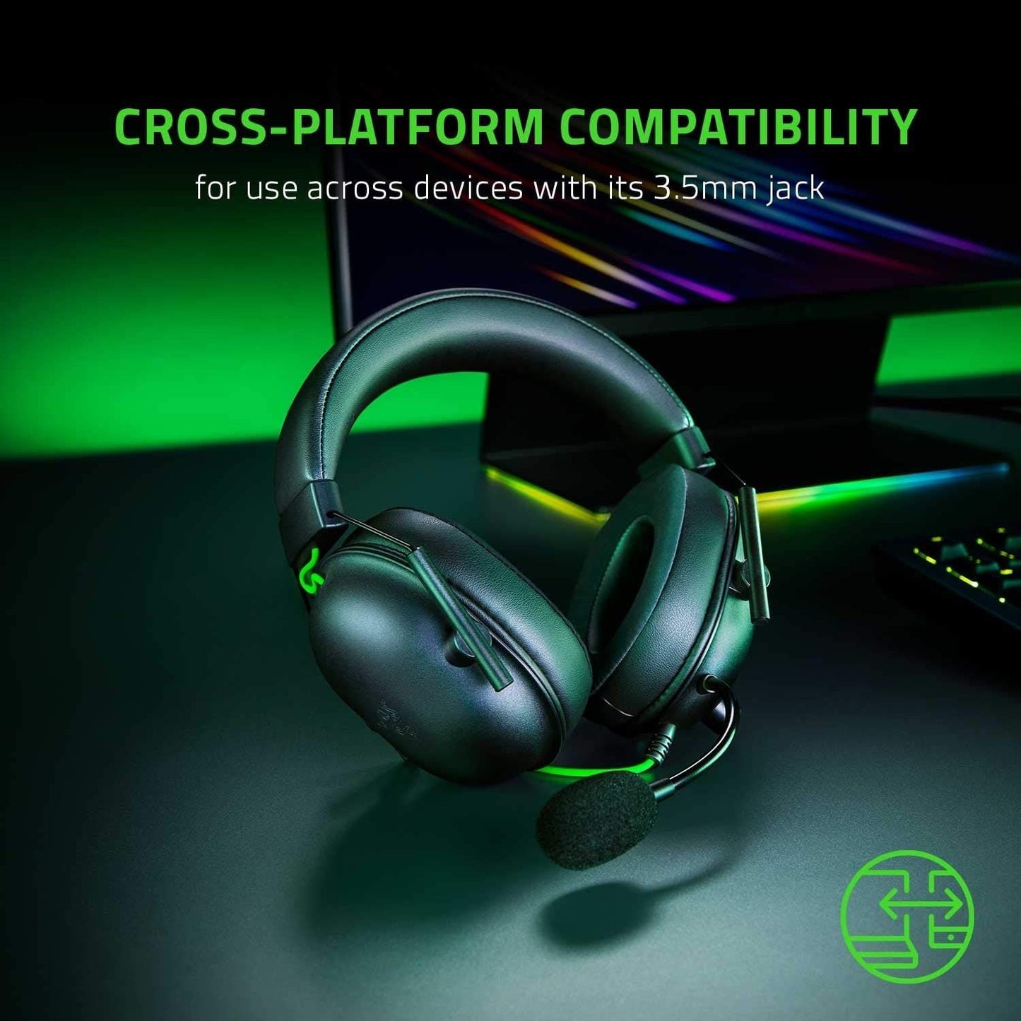 Razer BlackShark V2 X Gaming Headset: 7.1 Surround Sound - 50mm Drivers  - Black