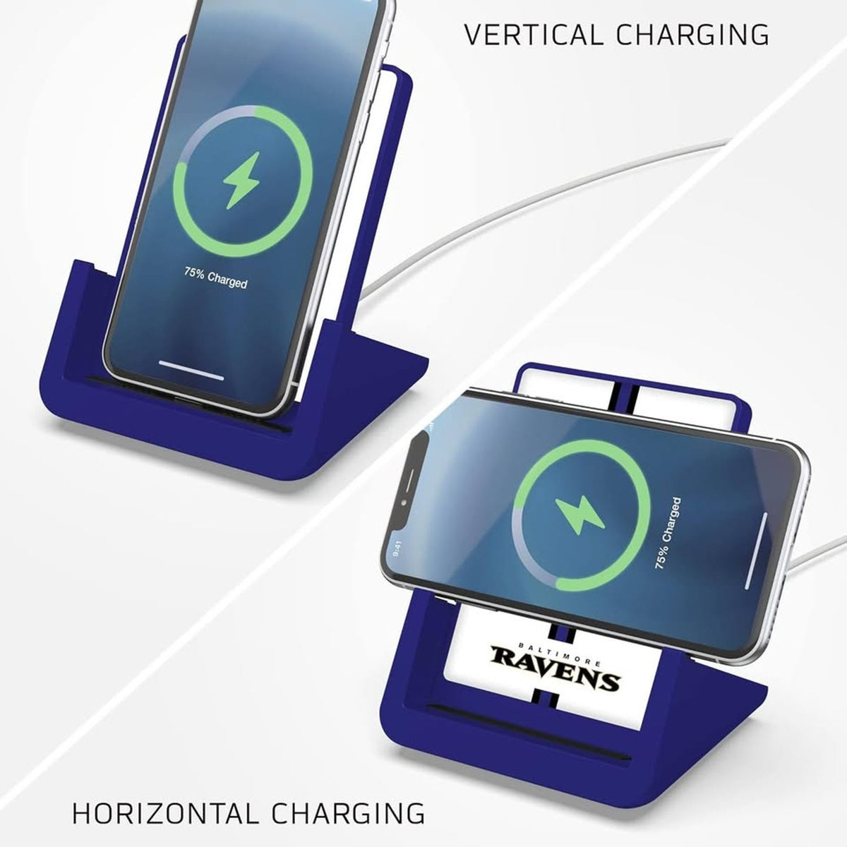 SOAR NFL Cell Phone Wireless Charging Stand V.4, Baltimore Ravens