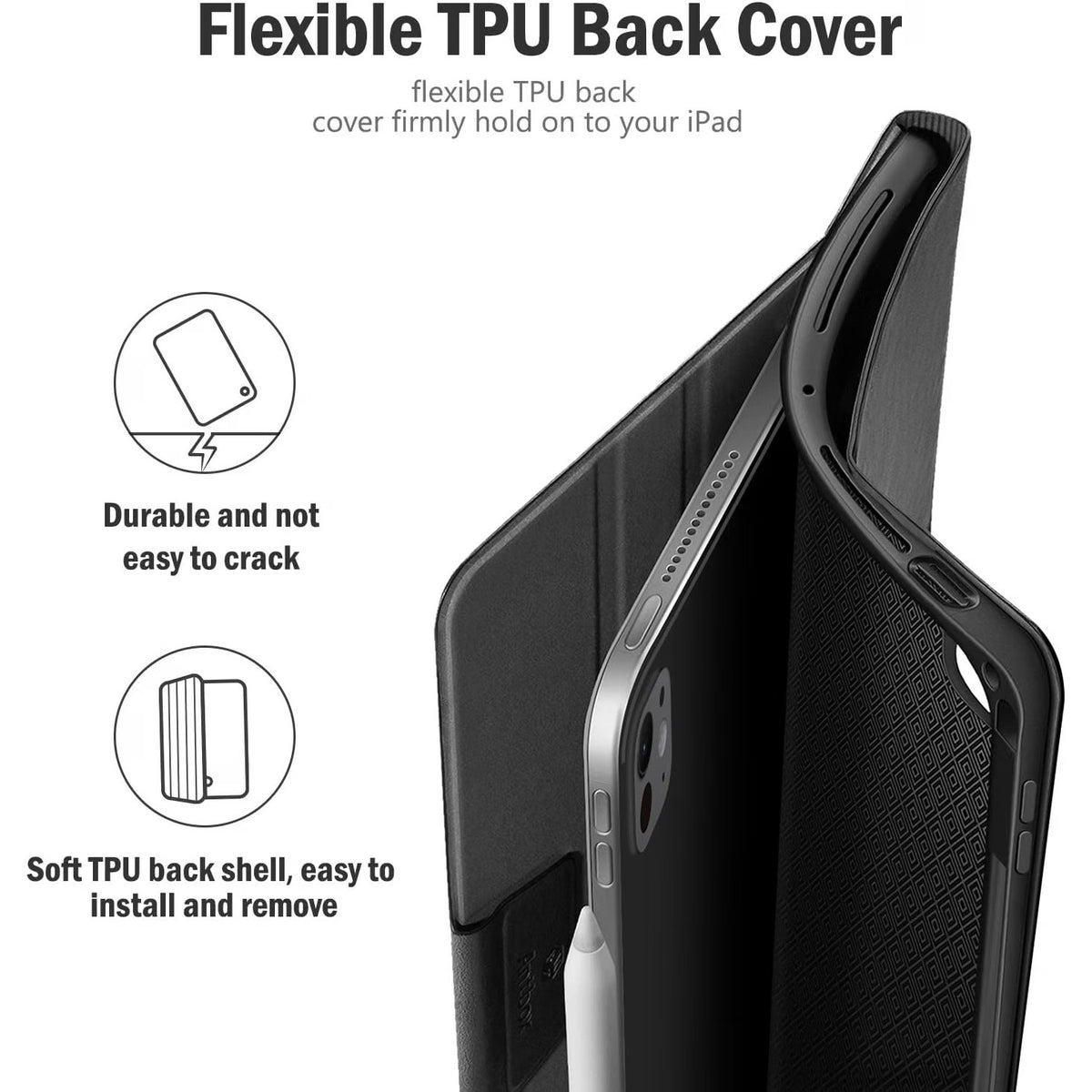 Antbox For IPad Pro 11 Inch Case M5 2025/M4 2024, Built-In Pencil Holder-Black