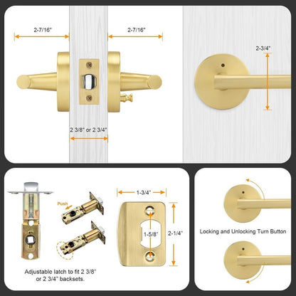 Goldenwarm 1 Pack Gold Door Handles Interior, Brushed Gold Privacy Lever Door