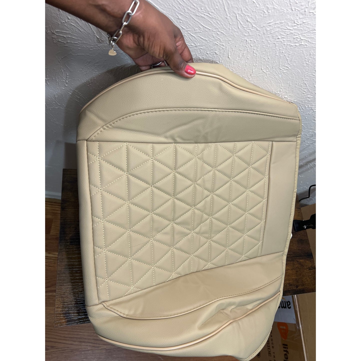 Black Panther Luxury Polyvinyl Car Seat Cover Front Bottom Seat Cushion Cover, Anti-Slip And Wrap Around The Bottom, Fits 95% Of Vehicles - 1 Piece,Beige