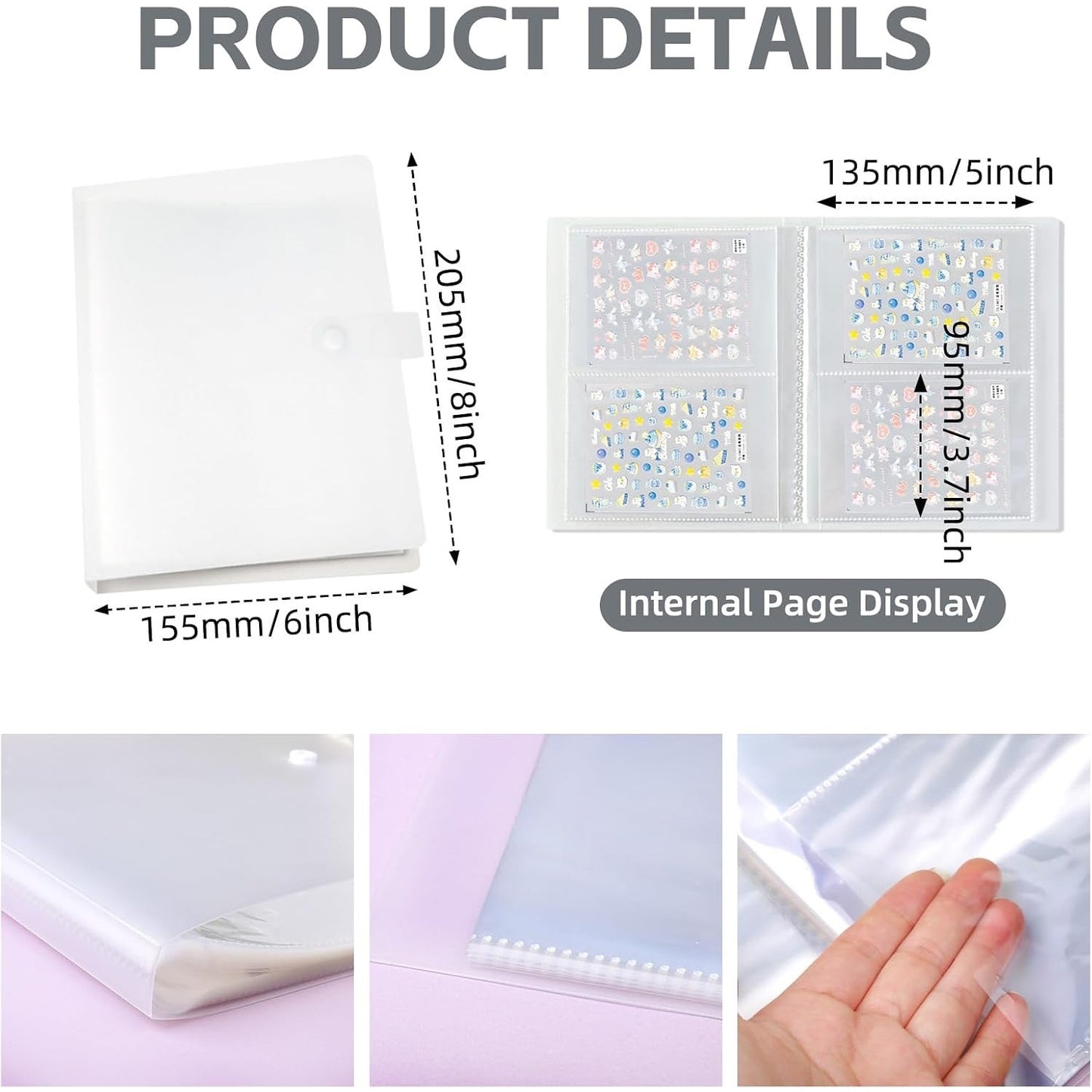 160 Slots Nail Sticker Book Nail Art Decals Sticker Organizer Binder (Medium)