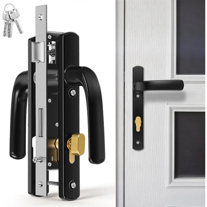 LALAFINA Storm Door Mortise Lock Set, Black Replacement Handle with Key-BLACK