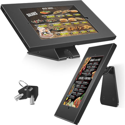 AboveTEK Anti-Theft Tablet Stand – IPad Locking & Security Stand, Countertop & Wall Mount POS Stand, 360° Swivel Kiosk Stand For IPad/IPad Air/IPad Pro – Ideal For Retail Business (Black).