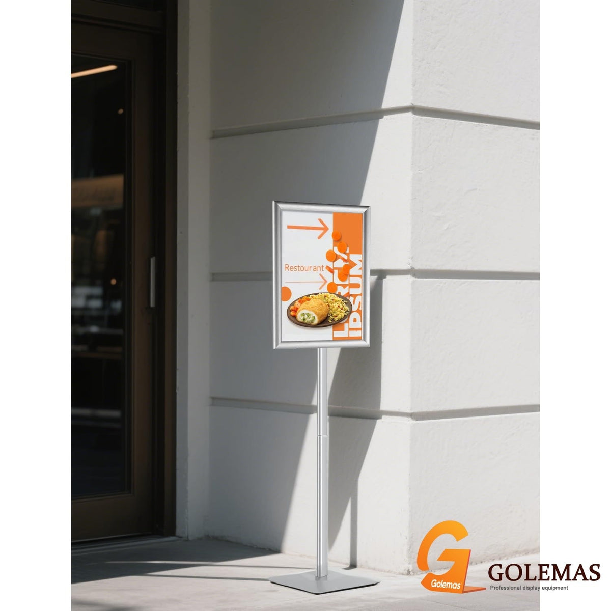Golemas Sign Stand For Display, 11lbs Integrated Rod Heavy Duty Pedestal Floor Signage Stand Holder, For Outdoor Or Indoor Advertising (8.5 X 11, Silver)