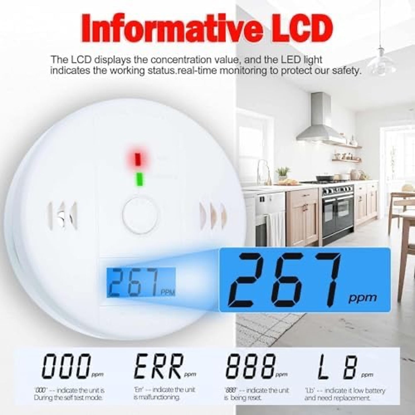 3 Pack Carbon Monoxide Detectors, Co Detector, Carbon Monoxide Alarm Detector