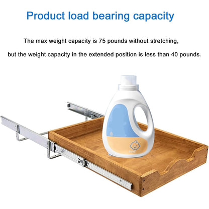DINDON Pull Out Cabinet Organizer (17" W x 18" D) 1 Tier?Single Tier Oak Wood Under Cabinet Slide Out Shelf Drawer Box…