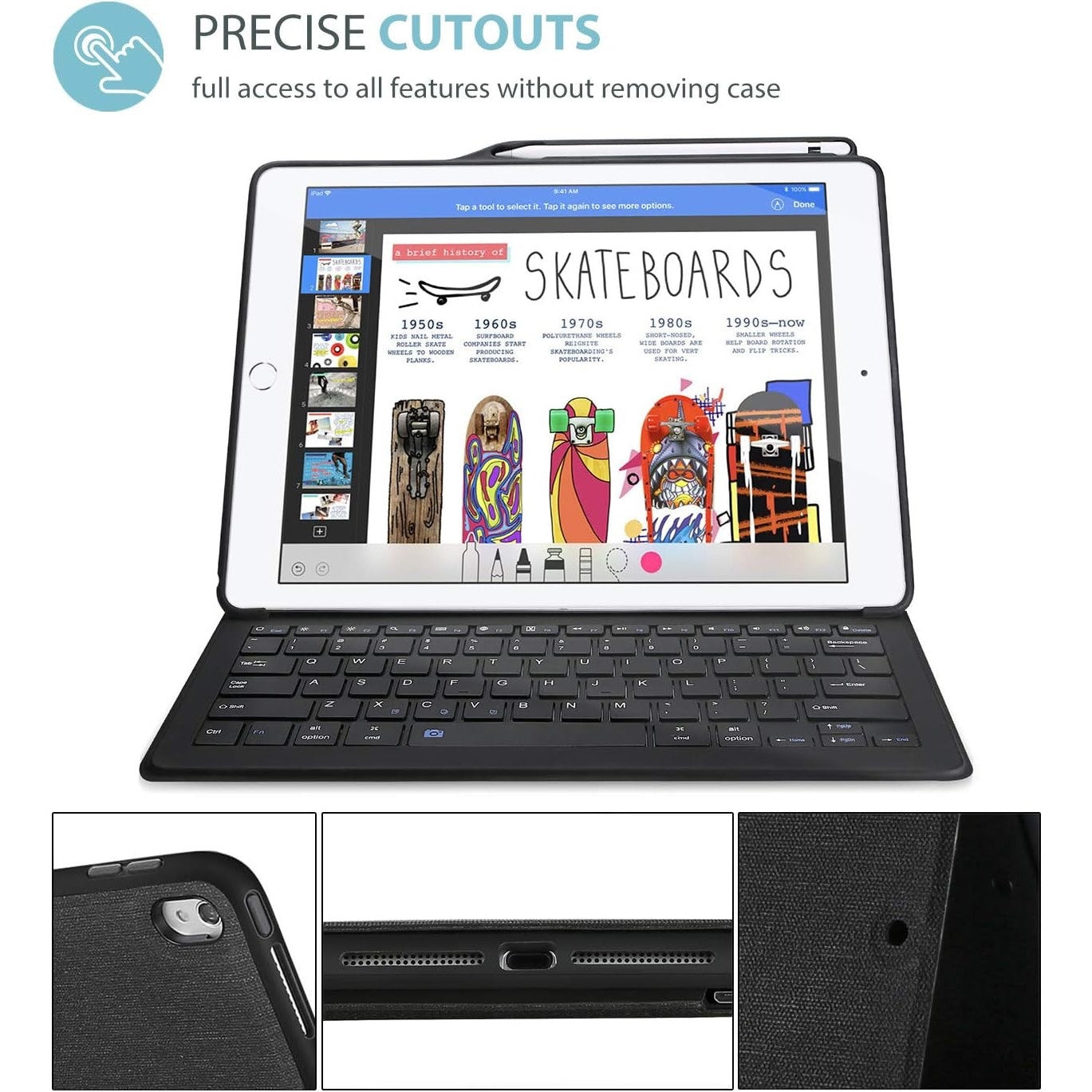 ProCase Keyboard Case For IPad Pro 12.9" 2017/2015 Old Model With Built-I –Black