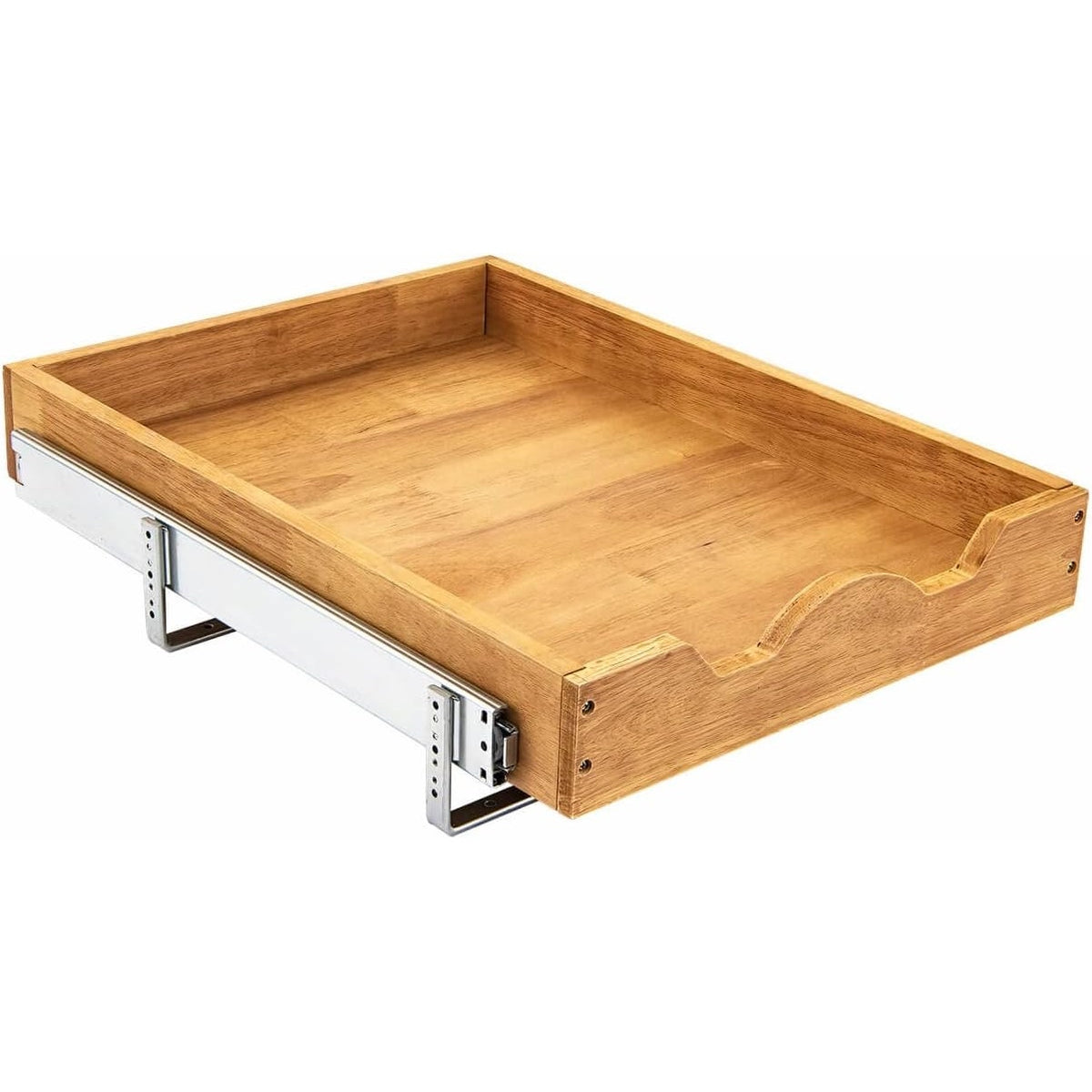 DINDON Pull Out Cabinet Organizer (17" W x 18" D) 1 Tier?Single Tier Oak Wood Under Cabinet Slide Out Shelf Drawer Box…