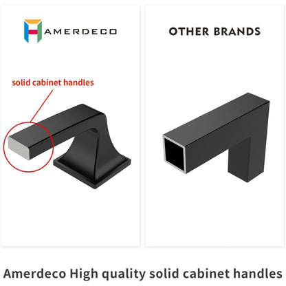 Amerdeco 10 Pack Champagne Bronze Cabinet Pulls 3.75 Inch Hole Center Cabinet